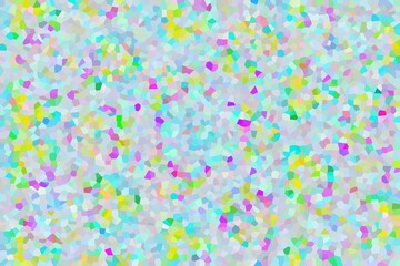 A colorful and abstract pattern of squares and triangles. The colors are bright and vibrant, creating a lively and energetic mood. The pattern seems to be made up of various shapes and sizes