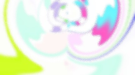 A colorful swirl of paint with a green and white center. The swirl is made up of many different colors, including pink, blue, and yellow