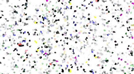 A colorful and chaotic background with many different colored dots. The image is abstract and has a sense of movement and energy