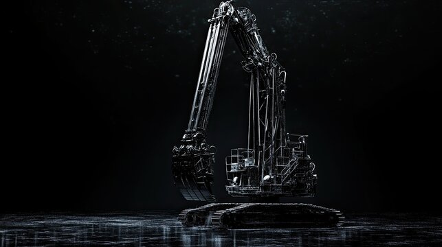 Pile driver on empty background with clear depiction of its driving mechanism and structure in high definition