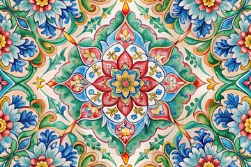 Seamless oriental ornamental pattern. Vector laced decorative background with floral and geometric ornament. Repeating geometric tiles with mandala. Indian or Arabic motive. Boho festival style.
