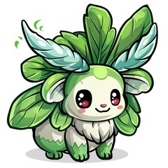 Fototapeta premium Bok choy 8-bit fantasy animal cartoon isolated whitebackground