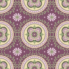 Floral Mandala Seamless Pattern for printing on various surfaces like textiles, paper, etc. can also be used for digital work 
