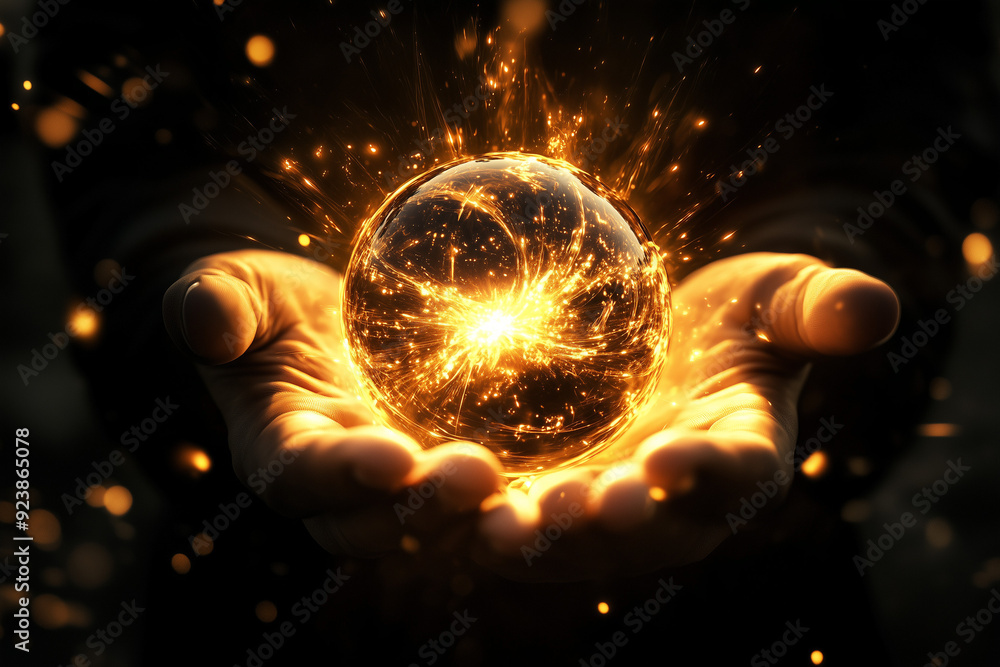 Wall mural figure_holding_a_glowing_sphere