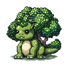 Fototapeta premium Broccoflower 8-bit fantasy animal cartoon isolated whitebackground