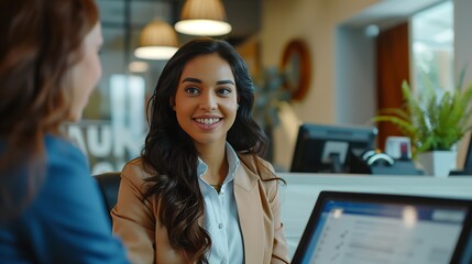 A bank representative helps customers with personalized financial planning and investment strategies.