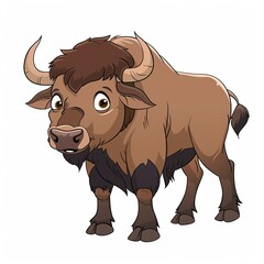 Fototapeta premium Buffalo Earth animal cartoon isolated whitebackground