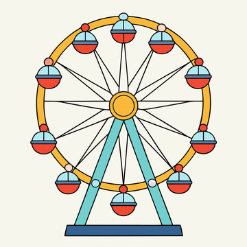 recommend clip art: A drawing of a ferris wheel art vector illustration