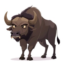 Buffalo Fear emotion fantasy animal cartoon isolated whitebackground