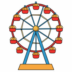 A drawing of a ferris wheel art vector illustration