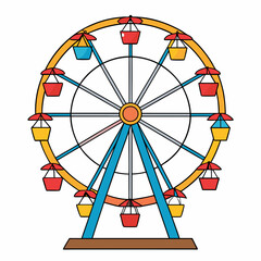 A drawing of a ferris wheel art vector illustration