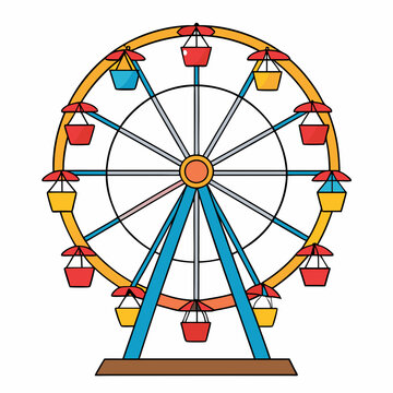 recommend clip art: A drawing of a ferris wheel art vector illustration