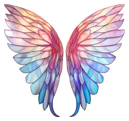 Fototapeta premium PNG Stain glass angel wing pattern white background lightweight.
