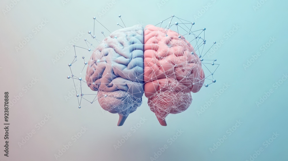 Poster a human brain visualized alongside an ai-powered neural network, symbolizing the partnership between