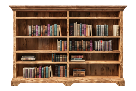 A bookshelf isolated on a white background.
