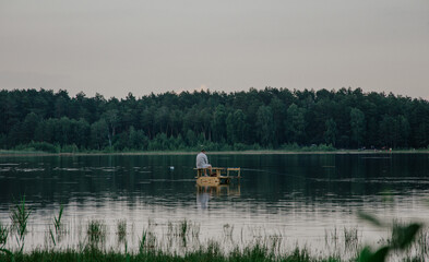 fisherman on the lake