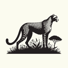 Cheetah Silhouette Vector Illustration Design
