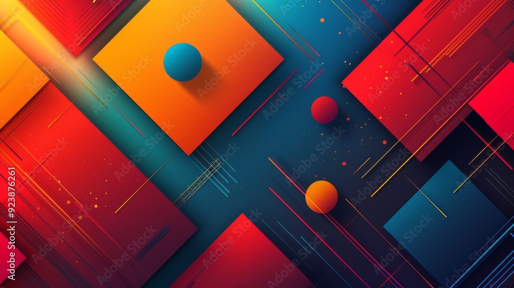 Poster geometric background with bold overlapping shapes in contrasting colors