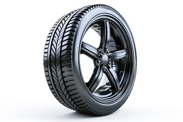 Obraz premium Highly Detailed Close-up of a Modern Automotive Tire on a Clean White Background, Ideal for Car Enthusiasts