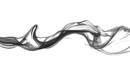 Striking display of flowing black smoke on bright transparent background. Art concept