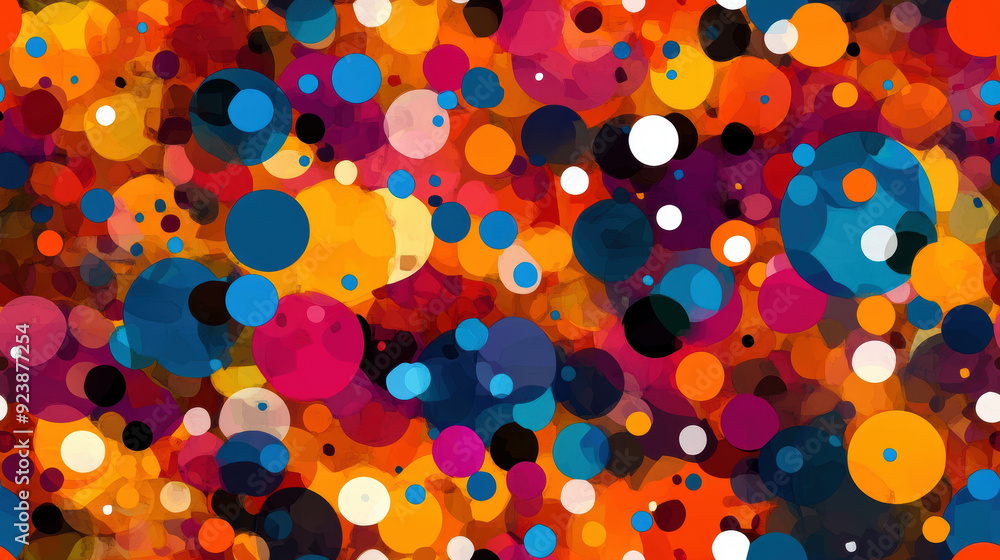 Poster a colorful background with many different colored circles. the circles are of various sizes and colo