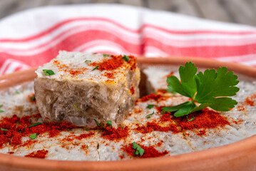 Dish of aspic made of pork
