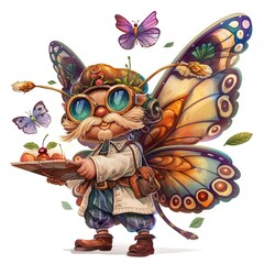 Butterfly Baker Occupation fantasy animal cartoon isolated whitebackground
