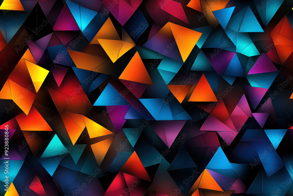 Poster a colorful abstract pattern of triangles and squares