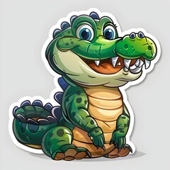 Fototapeta premium Cute and Stylized Crocodile Character Sticker Design for Learning and