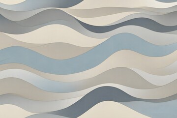 Minimalistic waves in muted tones of gray beige and soft blue creating a contemporary design, AI Generated