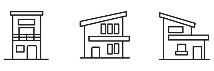 house flat silhouette vector icon set