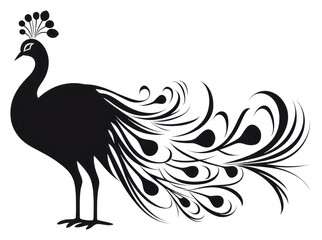 Fototapeta premium PNG Peacock silhouette clip art animal white bird.