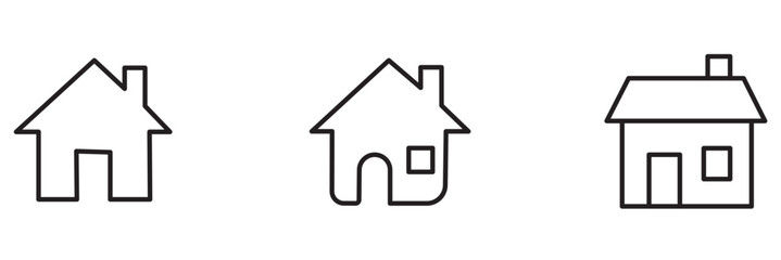 house flat silhouette vector icon set