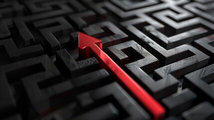 red arrow in a black maze