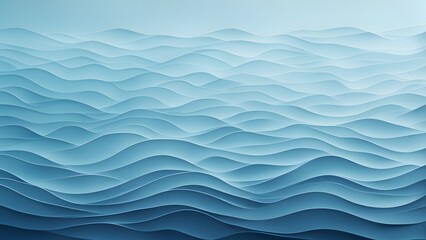Smooth overlapping waves in a gradient of soft blues creating a tranquil unobtrusive background, AI Generated