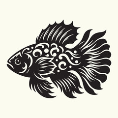 Fish art Vector Illustration Black silhouette