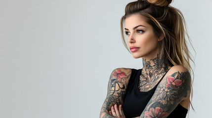 Women's tattoo, patterns and colors on the body