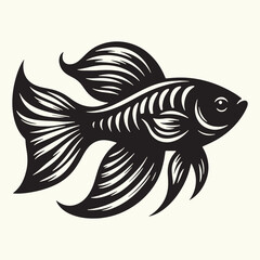 Fish art Vector Illustration Black silhouette