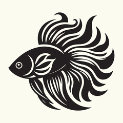 Fish art Vector Illustration Black silhouette