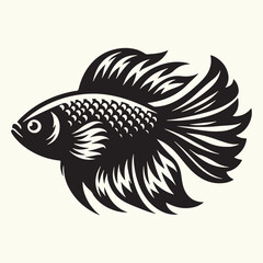 Fish art Vector Illustration Black silhouette