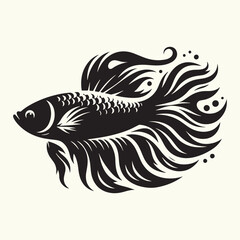 Fish art Vector Illustration Black silhouette