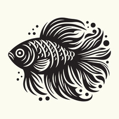 Fish art Vector Illustration Black silhouette