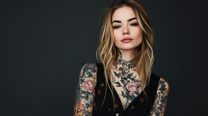 Women's tattoo, patterns and colors on the body