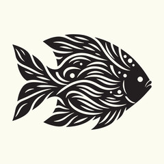 Fish art Vector Illustration Black silhouette
