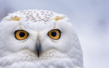 Obraz premium Stunning Close-Up View of a White Snowy Owl in Natural Habitat During Daylight