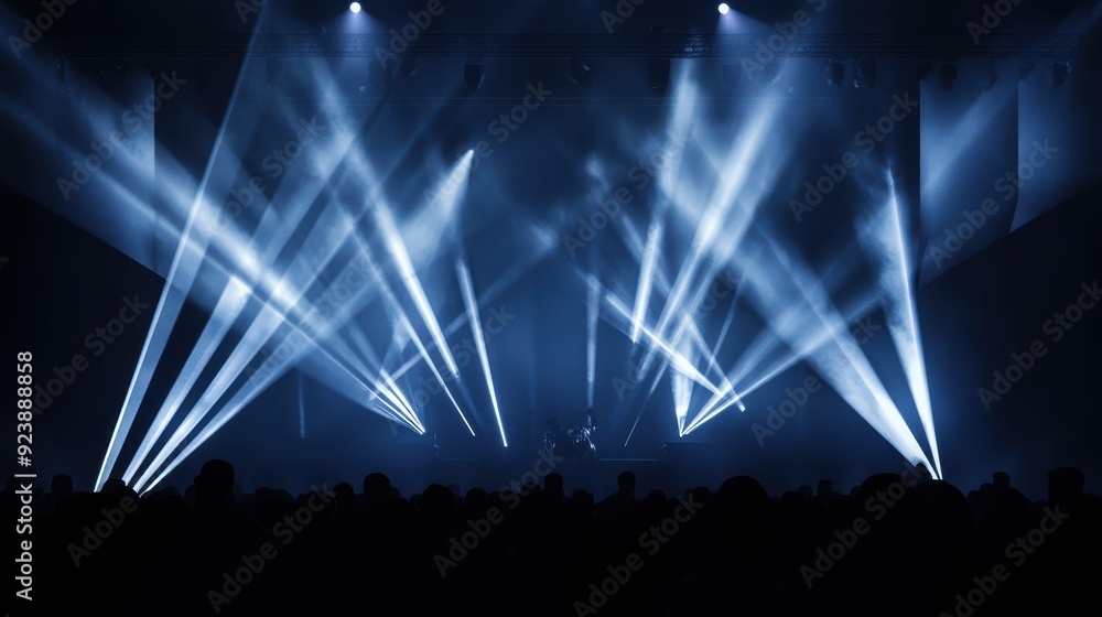 Poster a concert stage with a dynamic performance and interactive audience elements