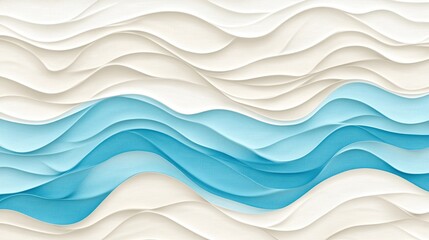 Obraz premium The design features graceful waves of white and blue with a textured appearance, creating a calming and elegant abstract landscape that enhances any modern aesthetic