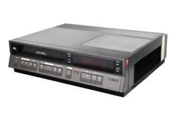 Old video recorder isolated on white background.front view