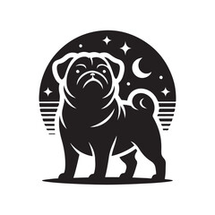 Pug Dog Illustration silhouette vector
