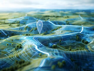 Overhead Aerial View of Sprawling Countryside Terrain with Marked Land Parcel Location